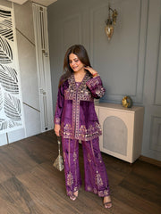 Beautiful embroidered 2 piece velvet co-ord set (Siya)
