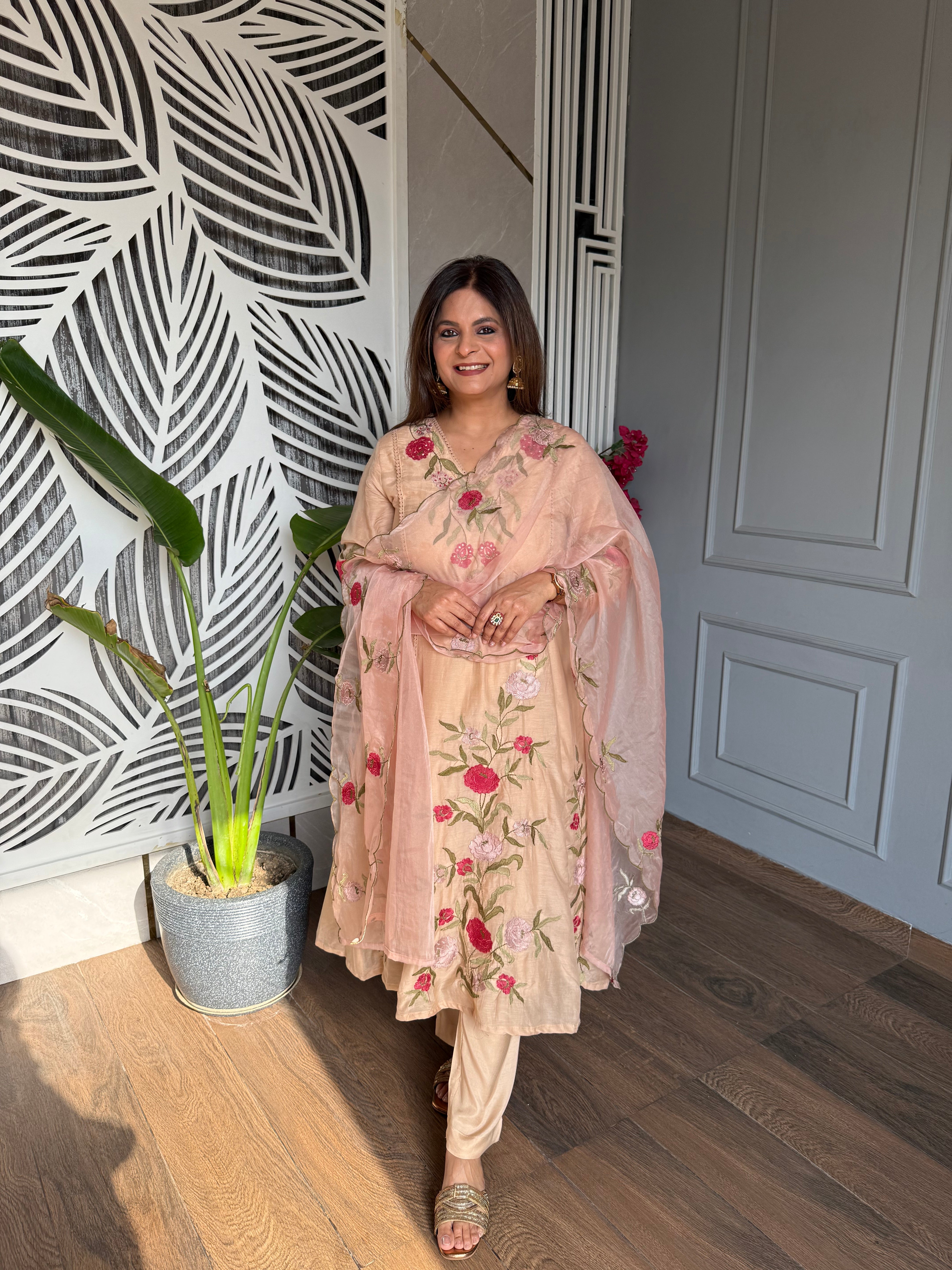 Super soft embroided Chanderi cotton suit (Sunday)