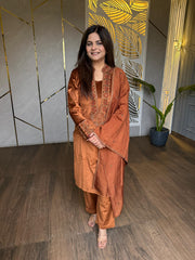 Corduroy velvet embroiderd suit with banarasi dupatta (Kenya)
