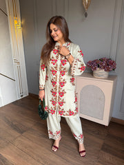 Woollen farshi salwar co-ord set with kashmiri embroidery (Meeta)