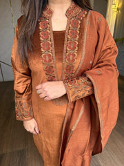 Corduroy velvet embroiderd suit with banarasi dupatta (Kenya)