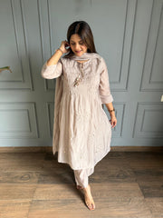 Beautiful semi formal mul chanderi suits with real mirror work (Sunanda)