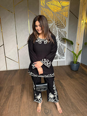 Beautiful embroidered knitted wool co-ord set