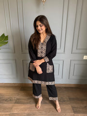 Embroidered pocket A line co-ord set (Anna)