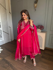 (Falguni) Very premium hand embroidered tissue suit with dupatta