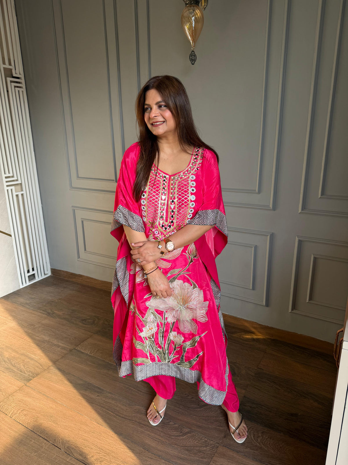 Beautiful summer embroidered kaftaan set (Aparna)