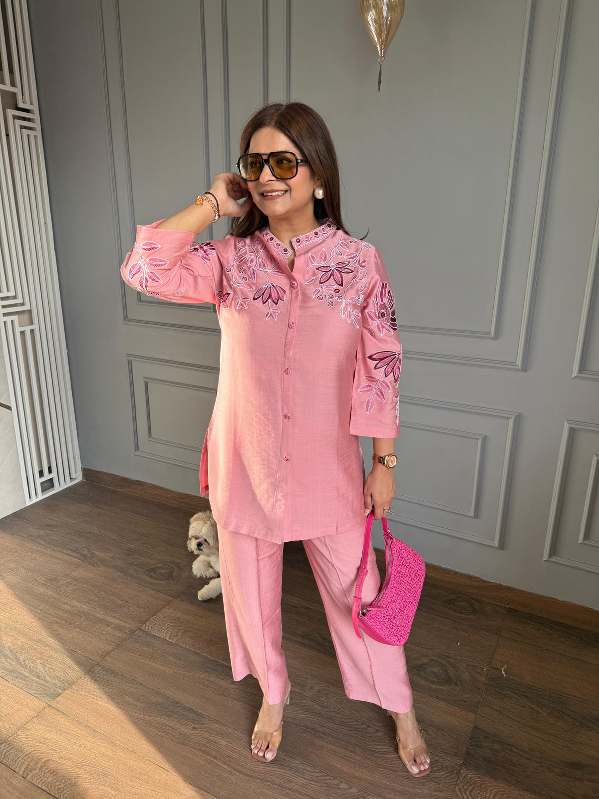 Beautiful summer embroidered co-ord set (Honey)