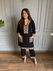 Embroidered pocket A line co-ord set (Anna)