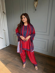 Pakistani style embroidered pure cotton suit (Purvi)