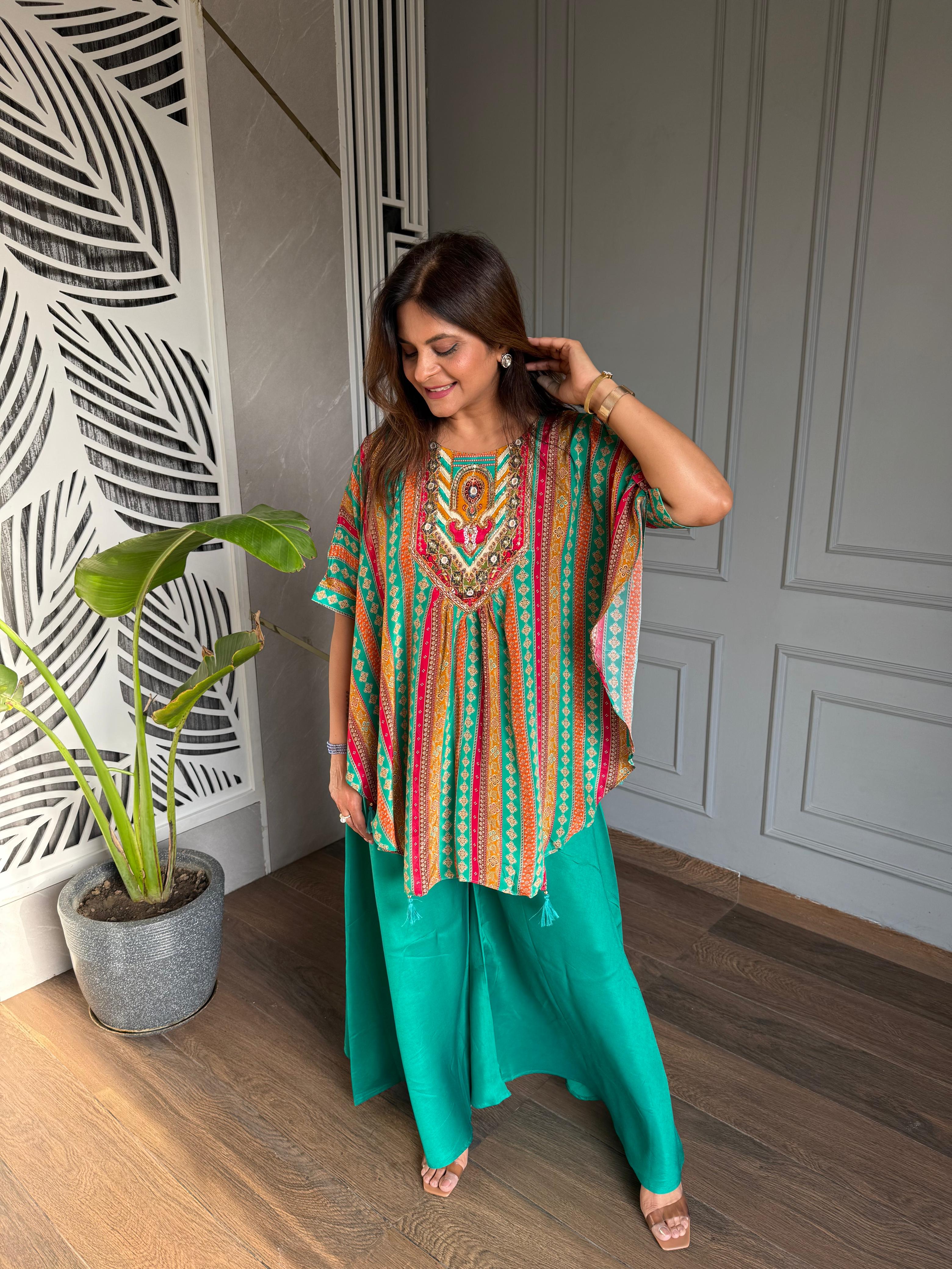 PURE CREPE KAFTAN SETS (PUMPKIN)