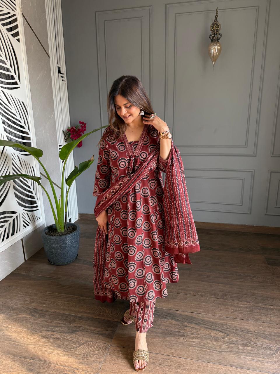 Kajal A line cotton suit