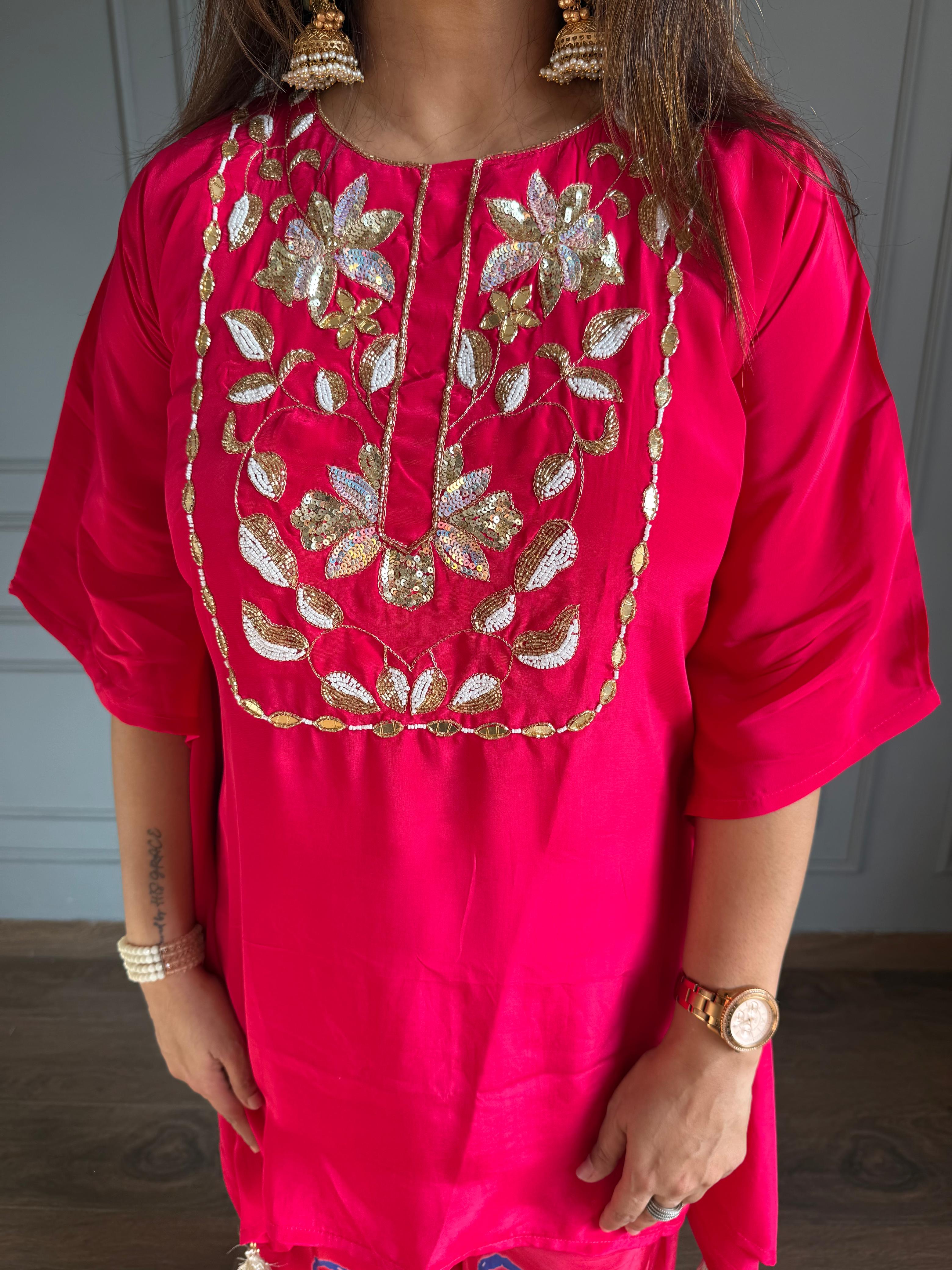 Crepe embroided kaftan set (Sprite)