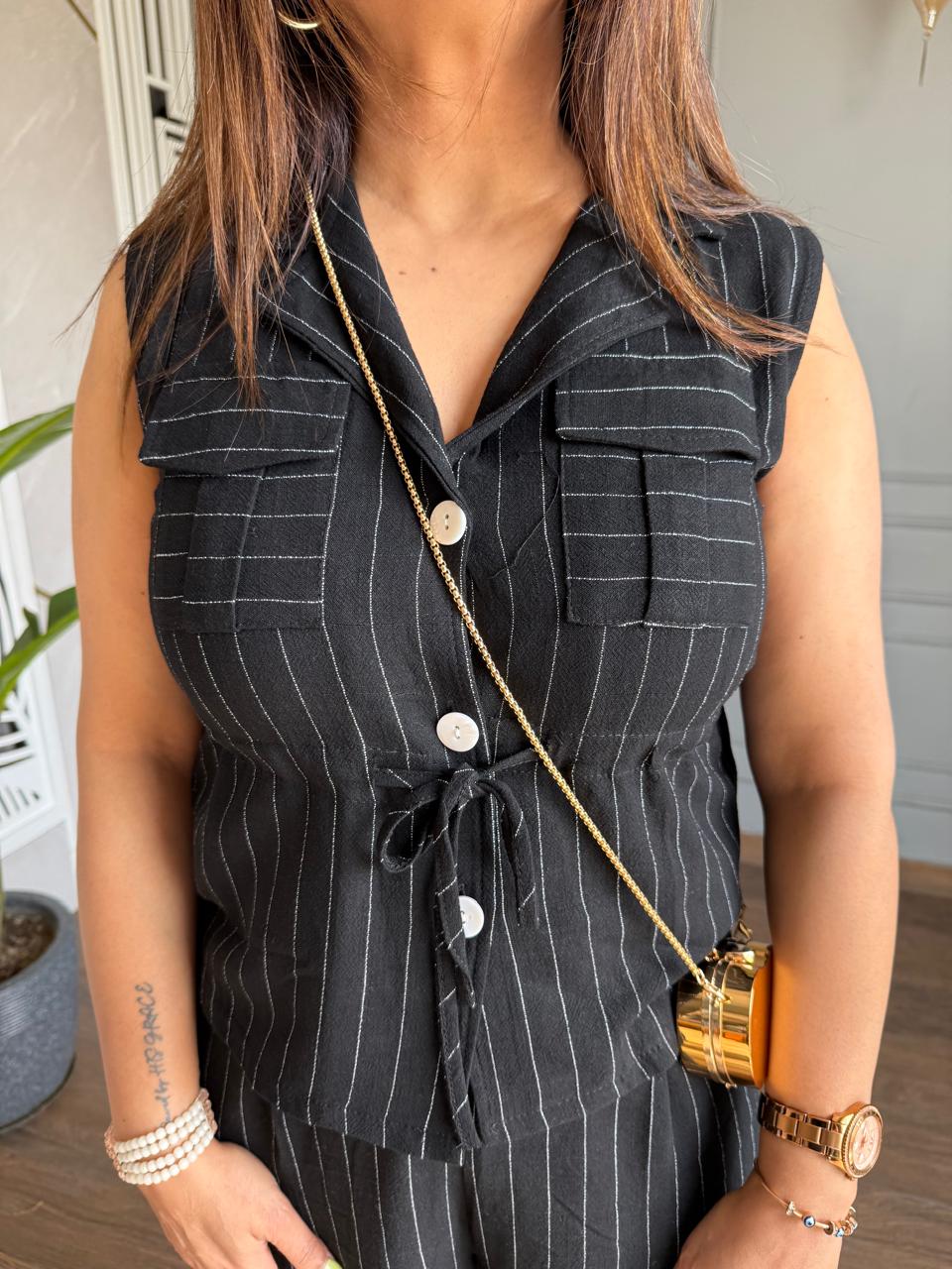 Linen cotton striped co-ord set (Meera)
