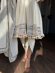 Crochet net laced anarkali suit