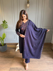 Beautiful woollen embroided shawl suit (Sita)