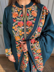 All new woollen shawl suit with kashmiri embroidery (Variza)
