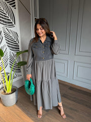 Half denim calf length dress (Uk)