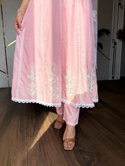 Pure cotton anarkali suit with handwork