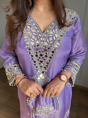 Real mirror work tissue potli long shirt co-ord set (Sahher)
