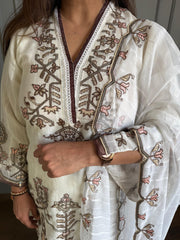 Pakistani linen cotton embroidered suit (Ira)