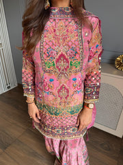 Crepe embroidered formal garara suit with full lining (Lata)