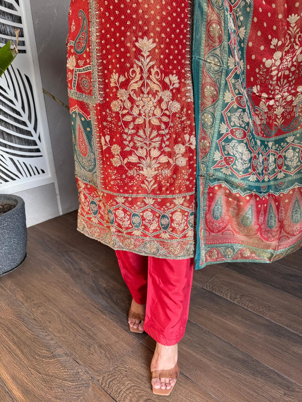 Digital print embroided suit (Sephora)