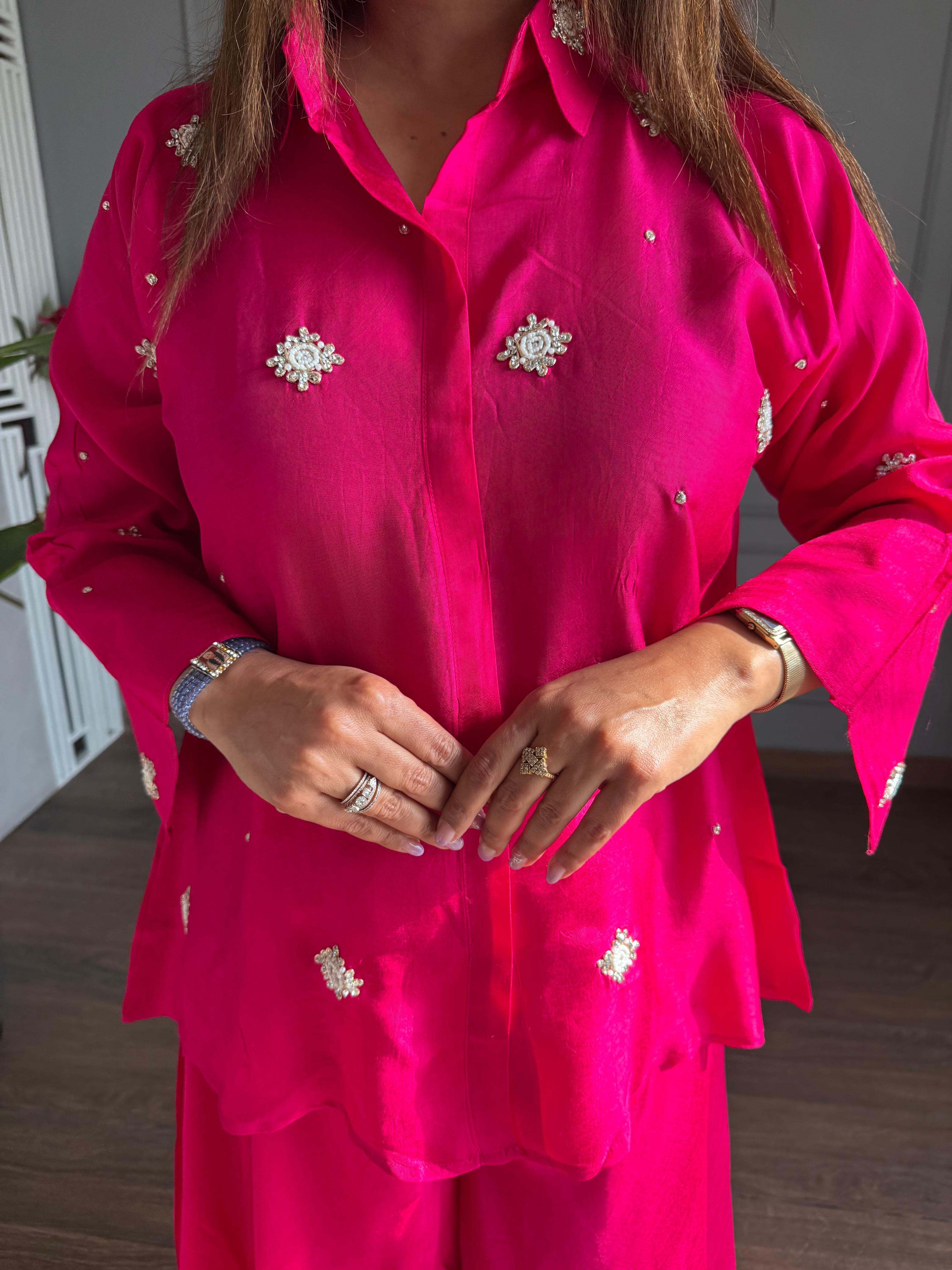 2 Piece hand embroided co-ord set (Kiwi)