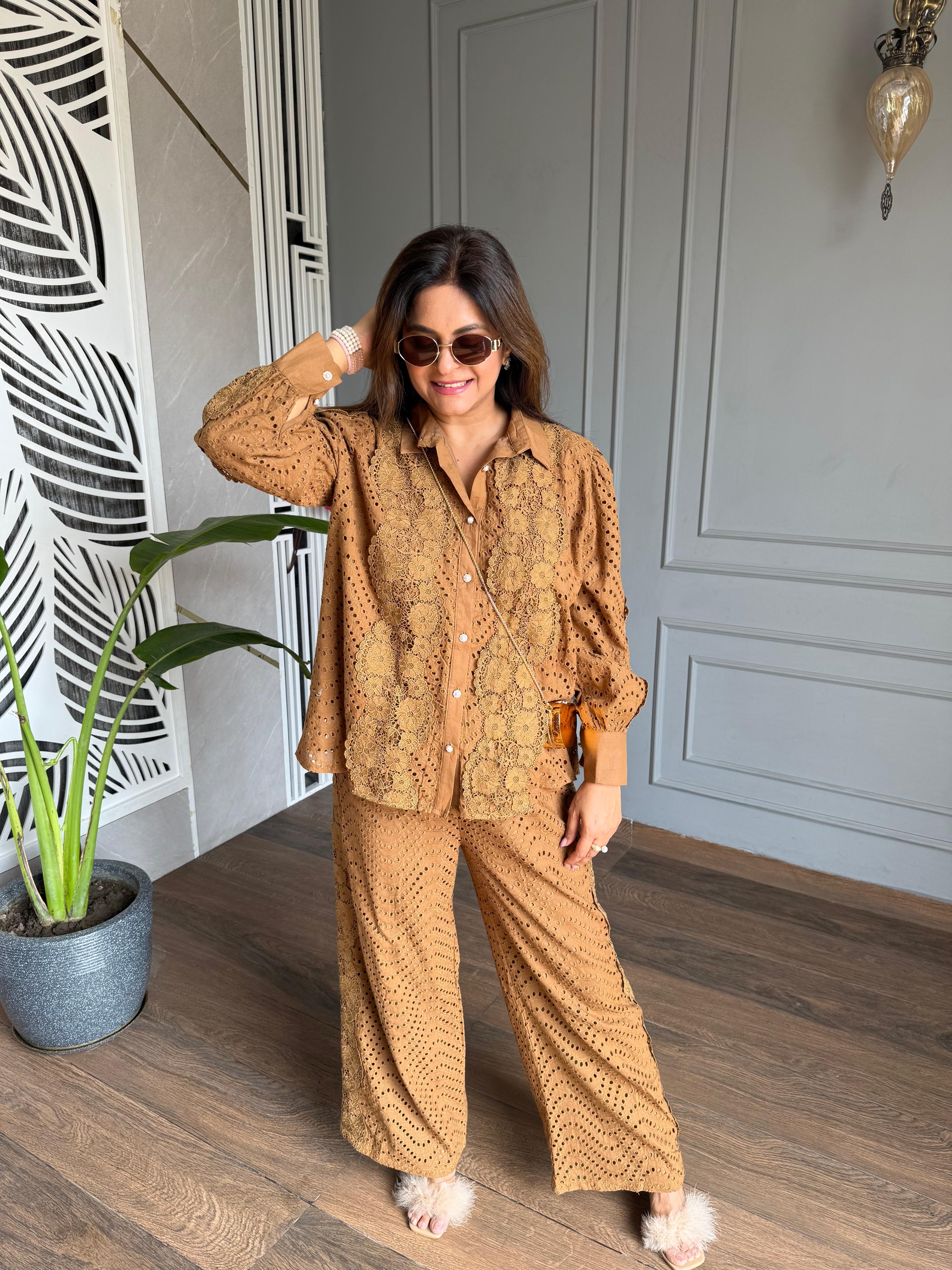 Pure cotton schiffli co-ord set (Korea)