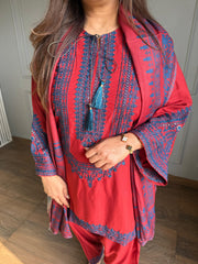 Pakistani style embroidered pure cotton suit (Purvi)
