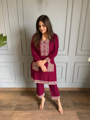 Embroidered pocket A line co-ord set (Anna)