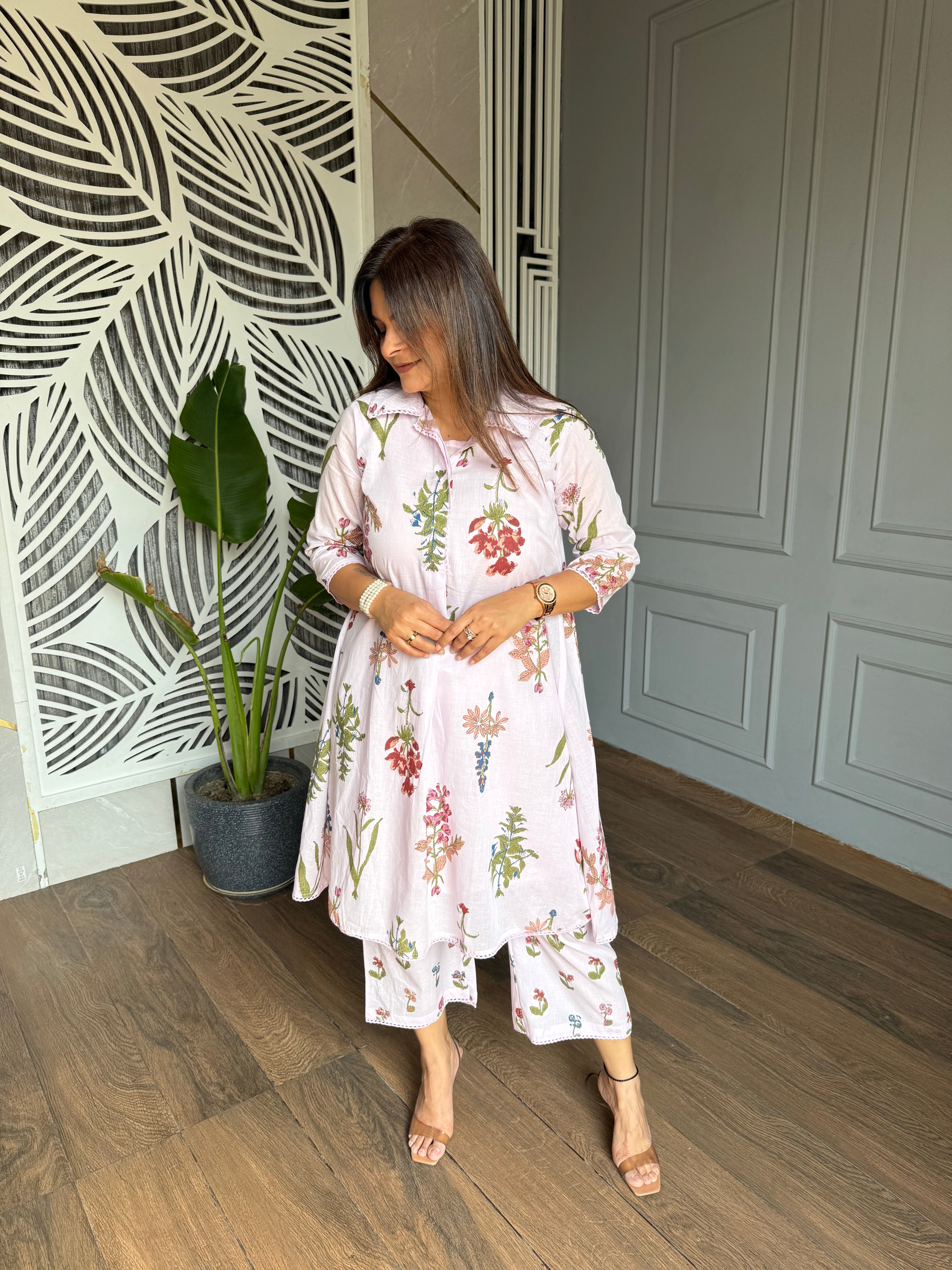A line 3 piece mul cotton co-ord set (Riya)