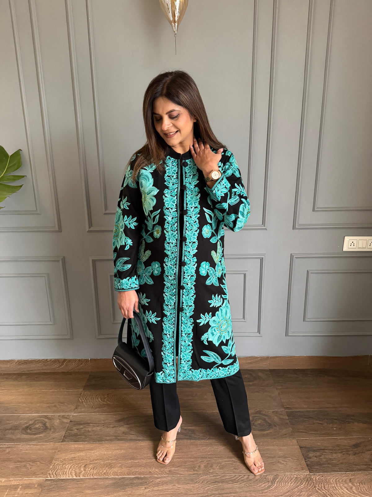 3 Piece woollen kashmiri embroidered co-ord set (Kusum)