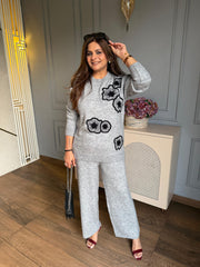 (Aruna) Premium woollen embroidered free size co-ord set