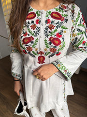(Shama) Very premium farshi salwar woollen embroidered co-ord set with bag