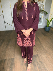 Beautiful woollen embroided co-ord set (Indri)