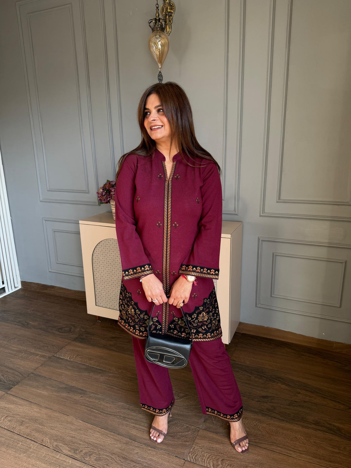 Super gorgeous woollen embroidered 2 piece set in new colours (Sanchi)