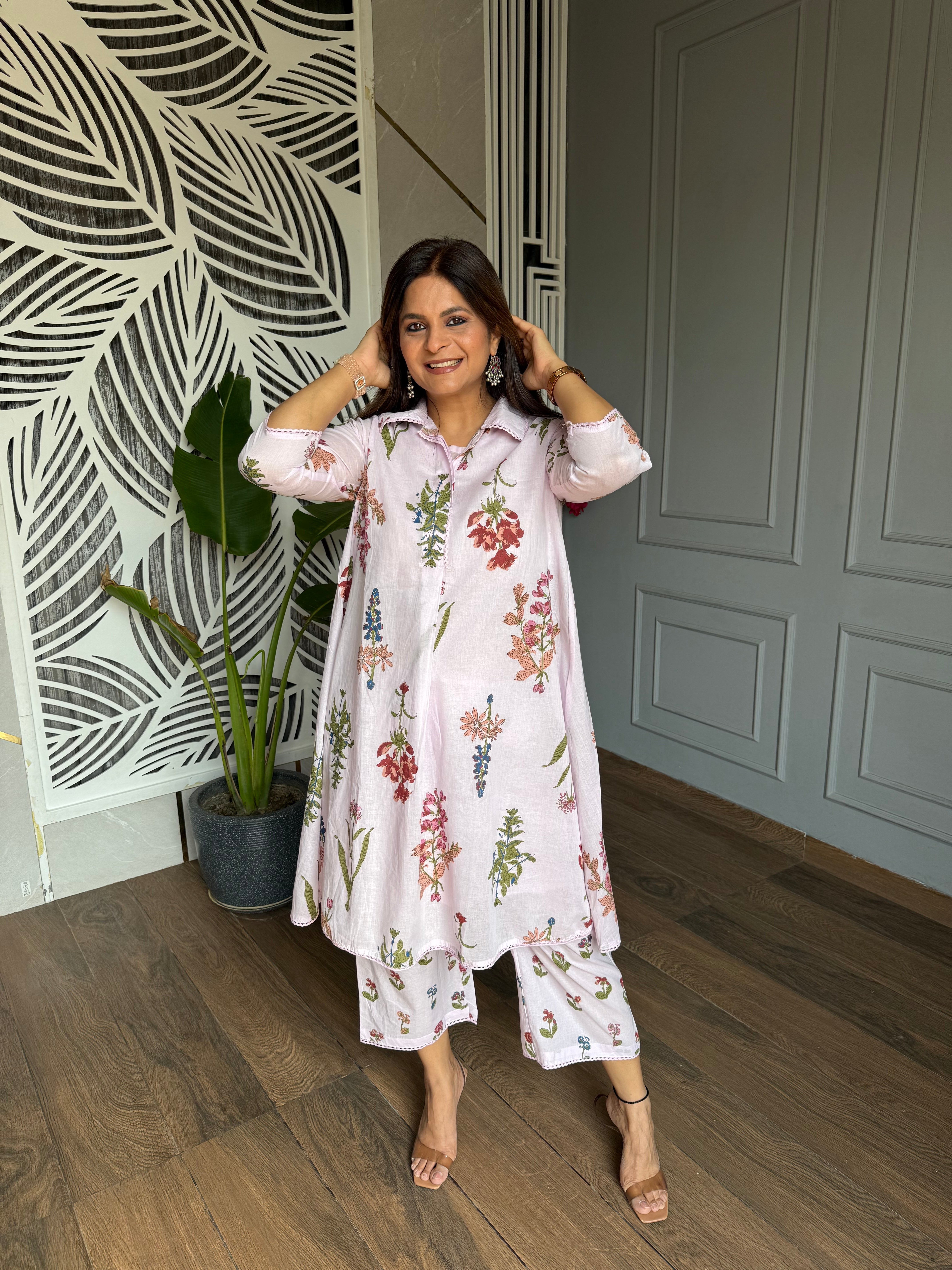 A line 3 piece mul cotton co-ord set (Riya)