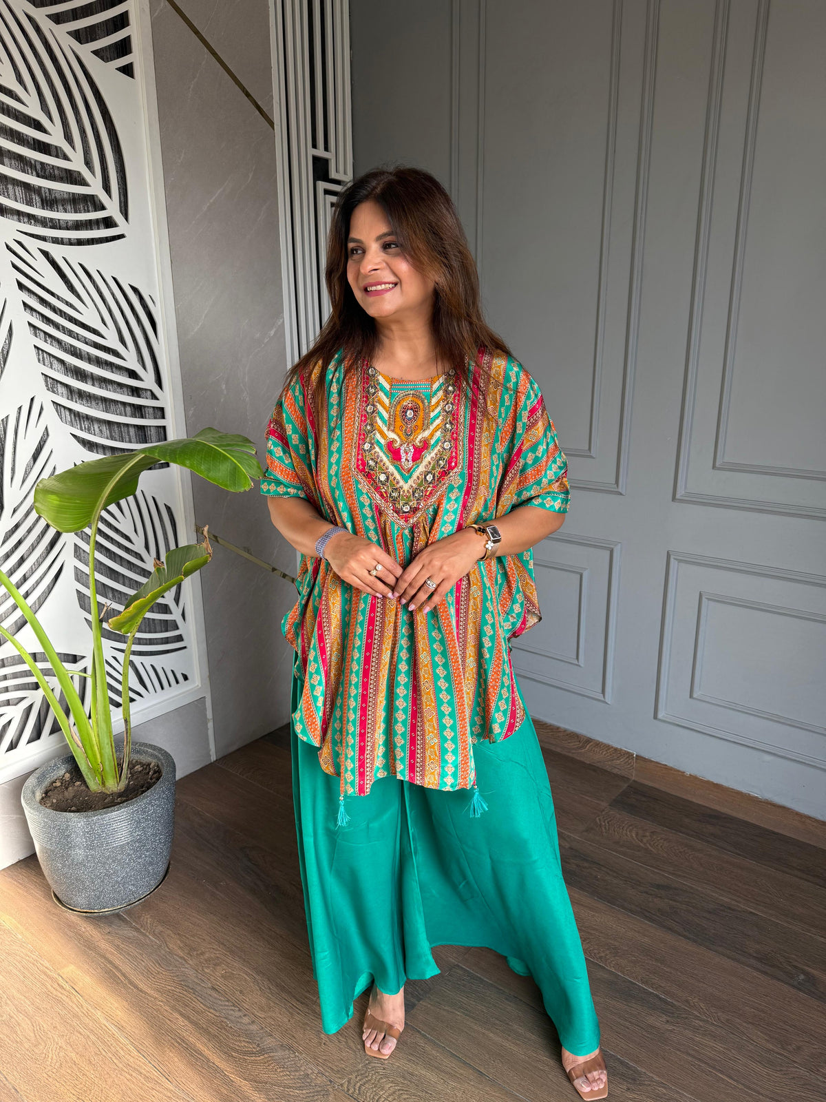 PURE CREPE KAFTAN SETS (PUMPKIN)