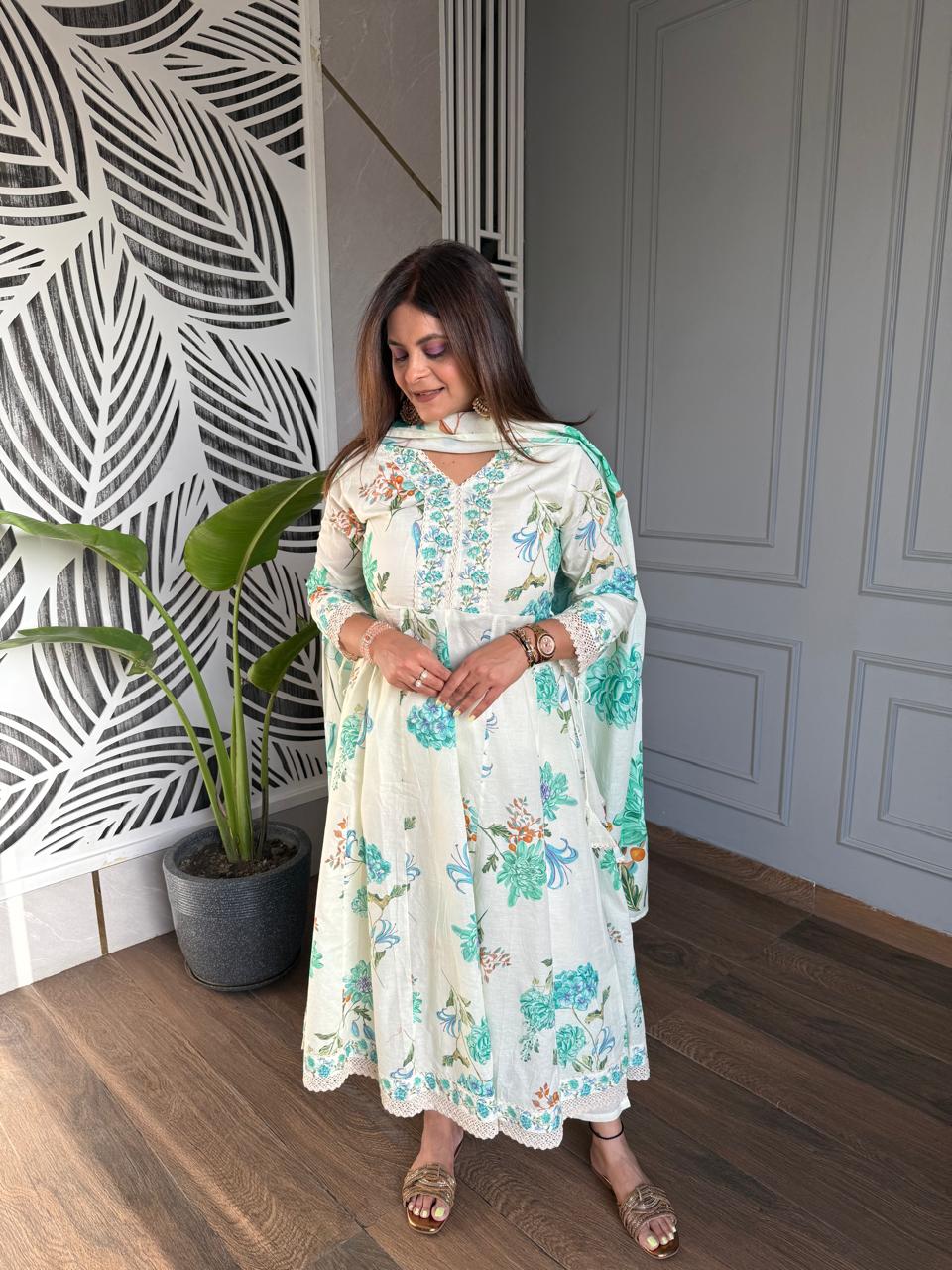FLORAL PURE COTTON ANARKALI SUITS (FLORA)