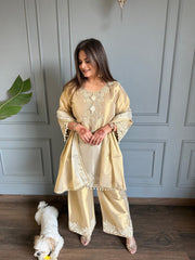 Pure tissue suit with complete handwork with tissue dupatta (Aanya)