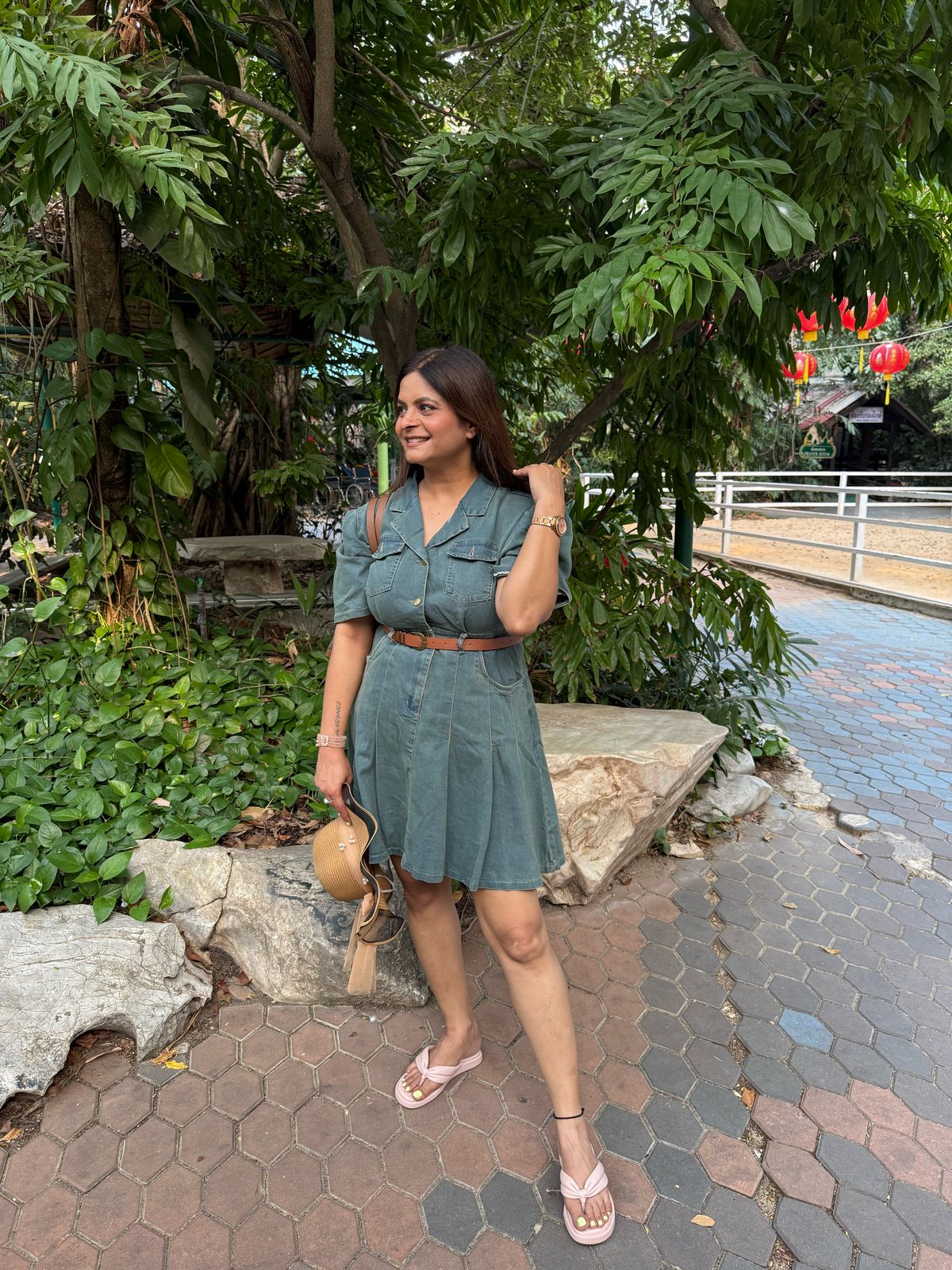 FLAMINGO DENIM DRESS