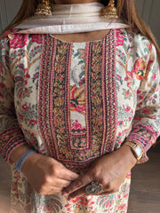 DIGITAL PRINT EMBROIDED CREPE SUITS WITH CHIFON DUPATTA (GULZAR)