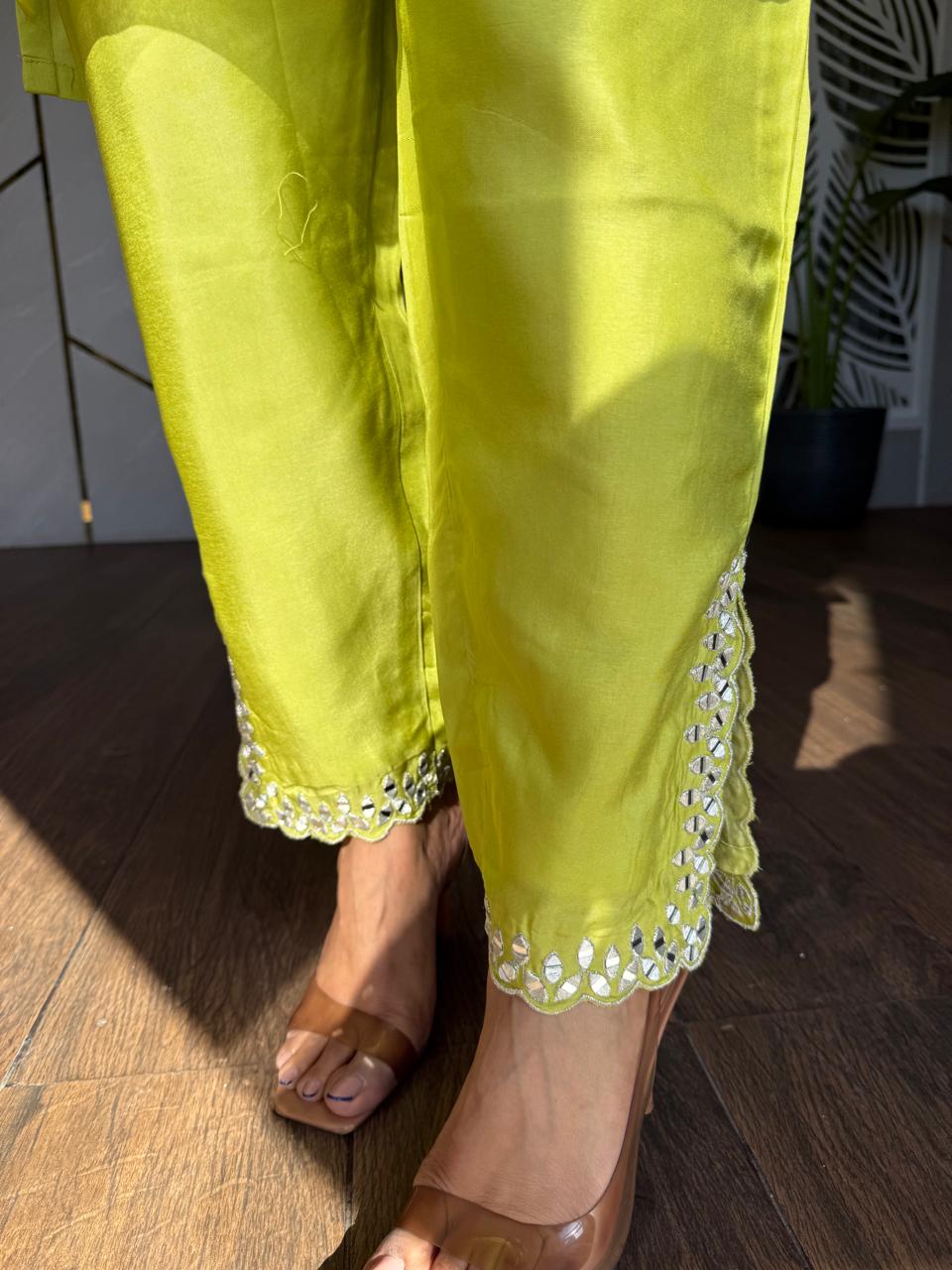LEMON REAL MIRROR WORK CO-ORD SET