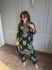 Soft cotton embroidered suit with dupatta