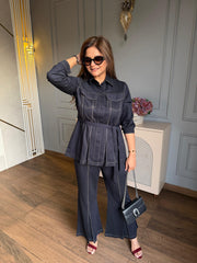 (Veronica) Super warm soft and strechable woollen co-ord set with bell bottom pants