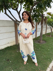 Pure cotton embroidered long co-ord set (Avira)