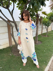 Pure cotton embroidered long co-ord set (Avira)
