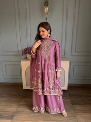 Short hand embroidered anarkali suit with dupatta (Niharika)