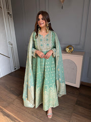 Hand embroidered banarasi anarkali suit (Anu)