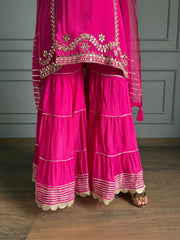 Pure chinnon hand work mirror grara suit with full chiffon dupatta (ishq)